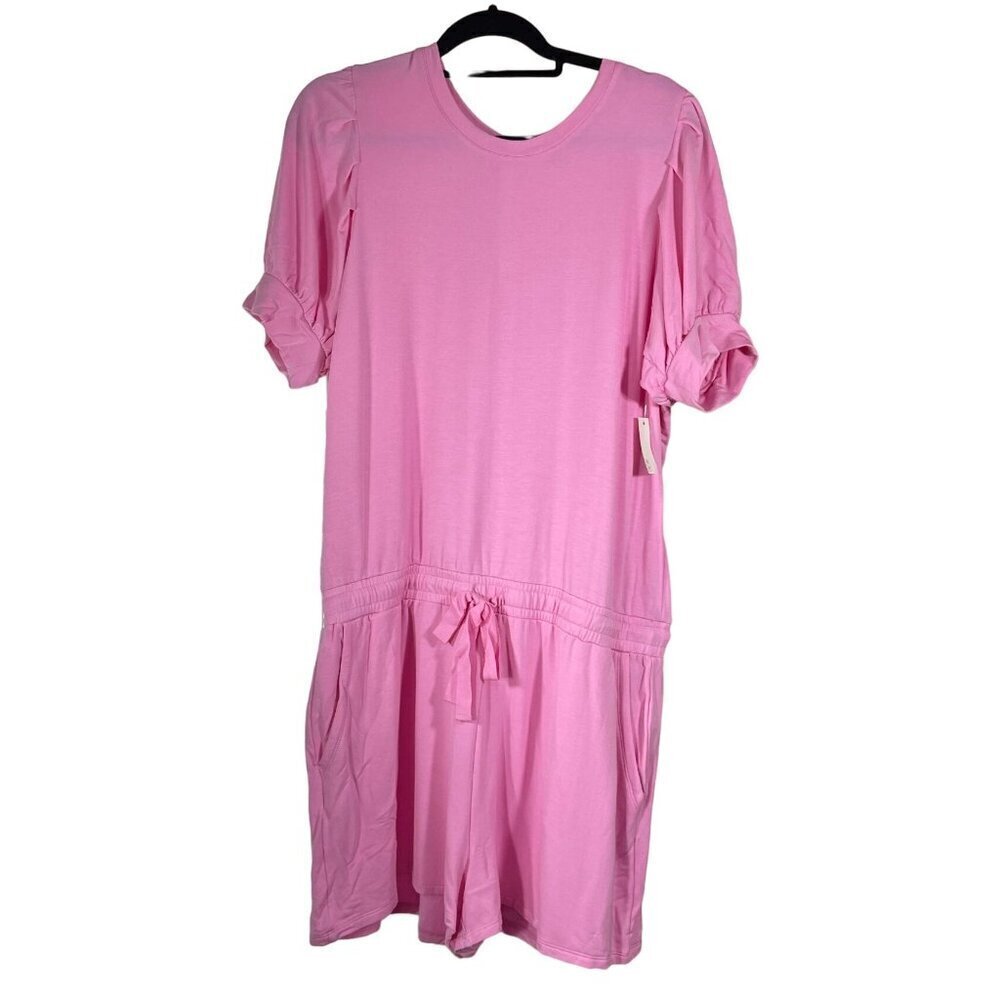 New Daily Ritual Romper Shorts Pink Short Sleeves Puff Sleeve XL Extra Large